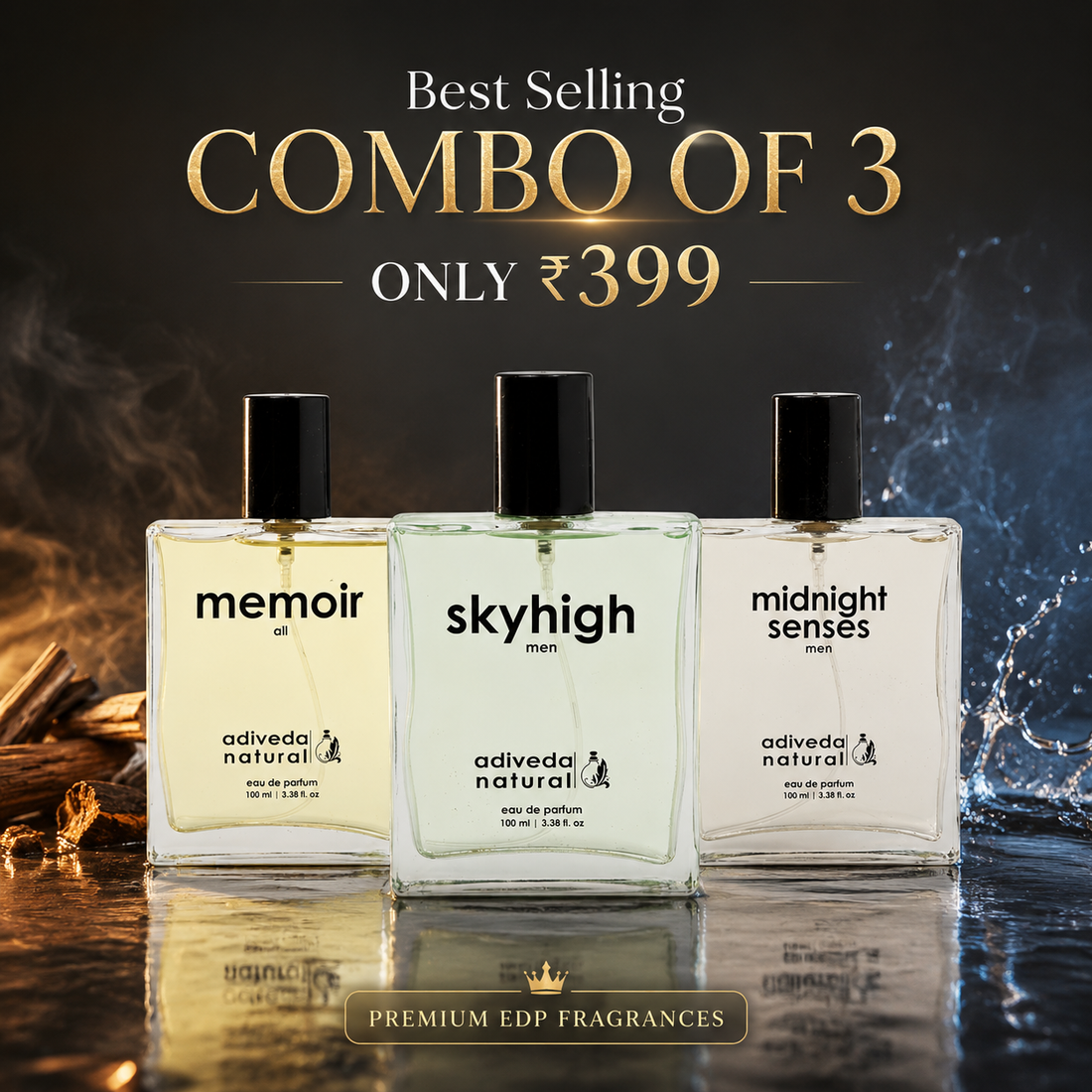 The Gentlemen Combo of 3 Long-Lasting EDP Premium Perfumes